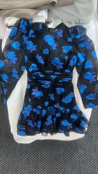 Vestido Zara Negro y Azul Eléctrico