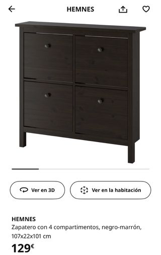 HEMNES scarpiera con 4 scomparti nero-marrone