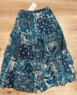 Falda Zara Estampada Hilo Metalizado