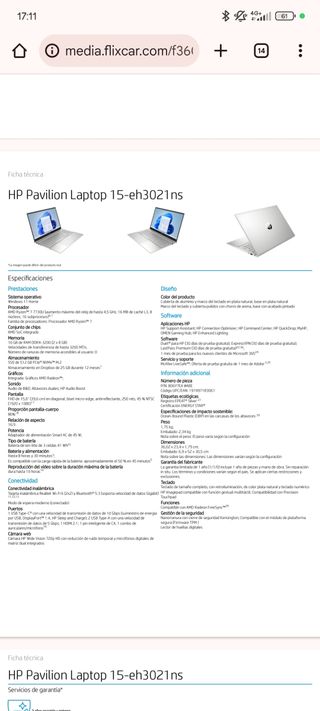 Ordenador Portátil HP Pavilion 15-eh3021ns