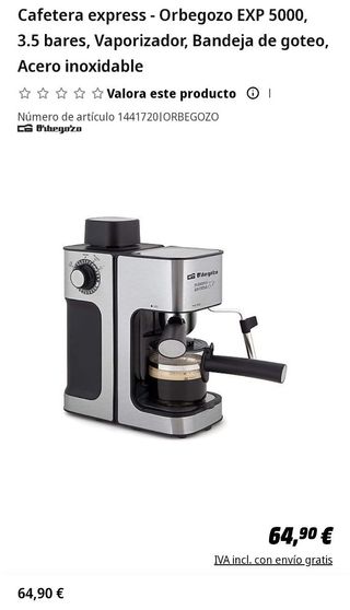 Cafetera Orbegozo EXP 5000 - 3.5 bares