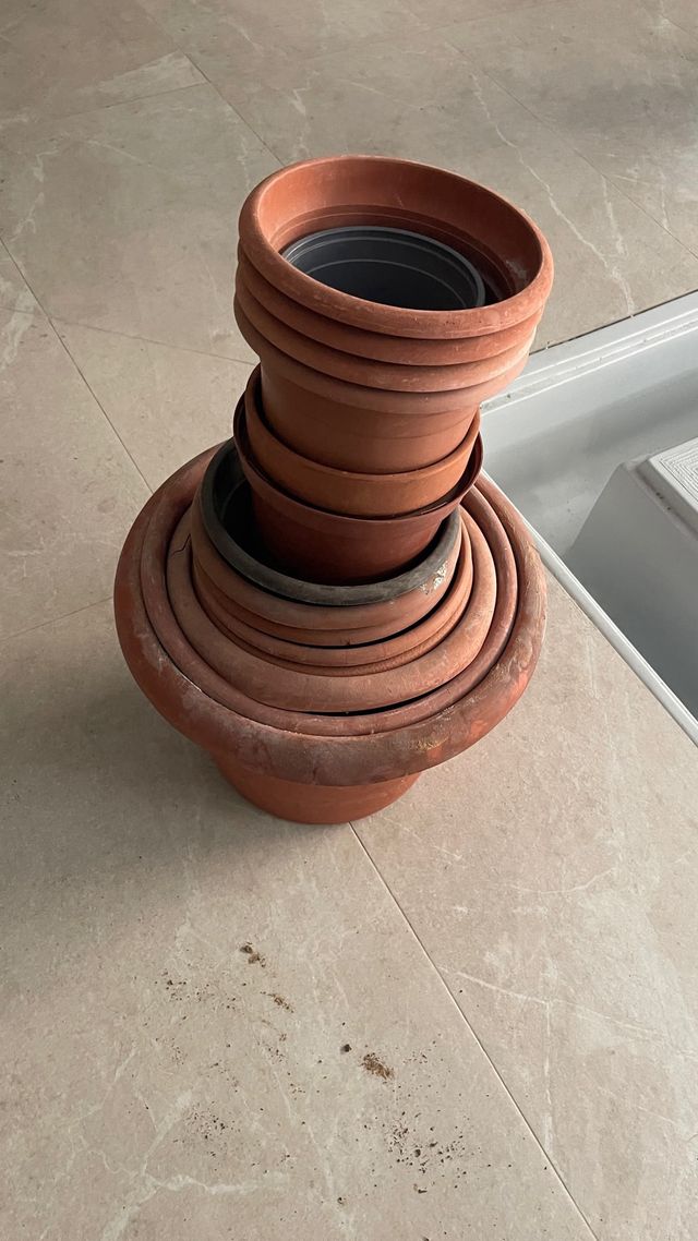 Lote de macetas de plástico