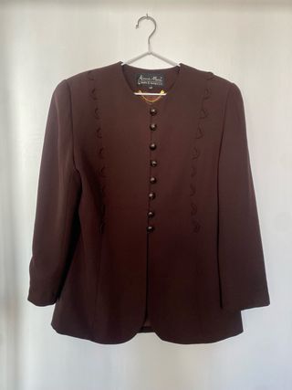 Traje Vintage Chaqueta y Falda Marrón 