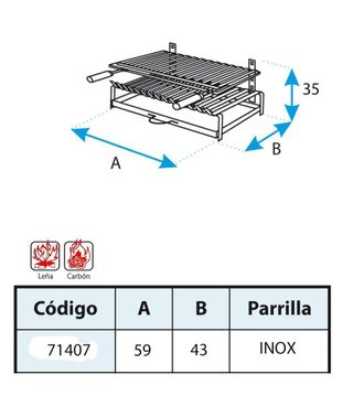 Barbacoa con Parrilla 60x43 carbón alta calidad 