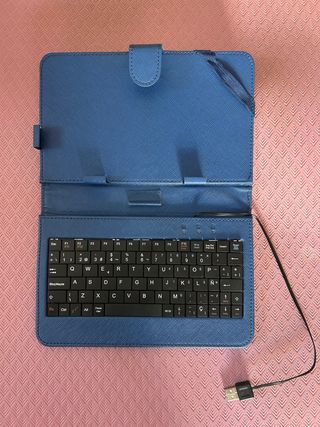 Funda para tablet con teclado USB azul