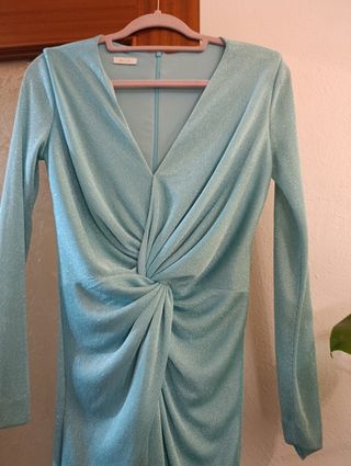 Vestido fiesta midi turquesa