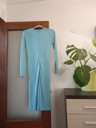Vestido fiesta midi turquesa