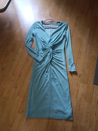 Vestido fiesta midi turquesa