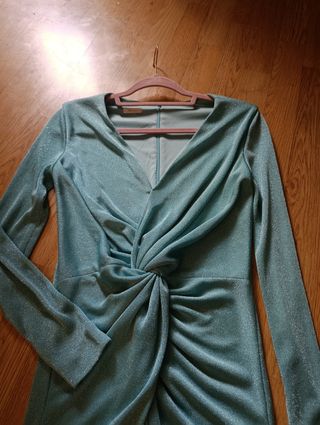 Vestido fiesta midi turquesa