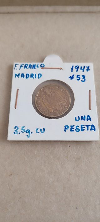 Moneda 1 Peseta 1947 Franco Madrid 1947*(19/53)