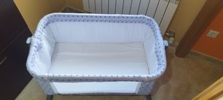 Minicuna bebé estrellas gris