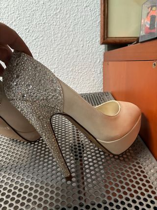 Zapatos de Novia Talla 38 Brillantes, tacón 15 cm