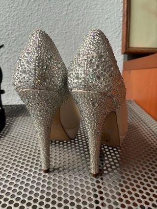 Zapatos de Novia Talla 38 Brillantes, tacón 15 cm