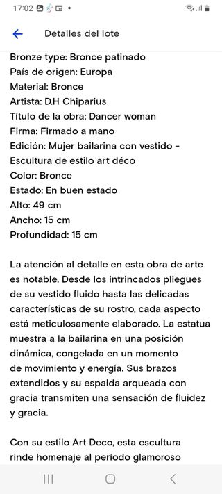 Figura de bronce mujer bailarina