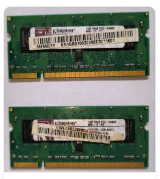 2 módulos Memoria RAM Kingston 1 GB DDR2 portátil
