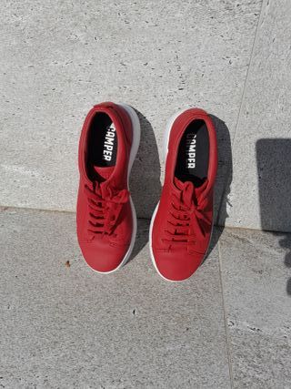 Camper Zapatillas Piel Rojas Mujer
