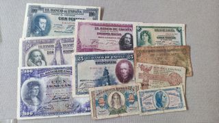 Lote Billetes y Monedas España 1925-1984