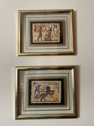 4 Cuadros Papiro Egipcio Dorado