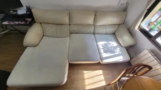 Sofá Cama Beige Cuero