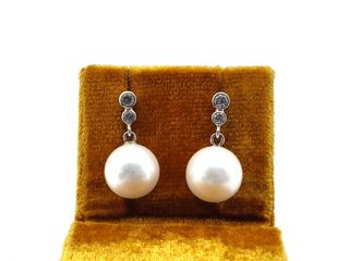 pendientes oro 18k con piedra con circonita,perla