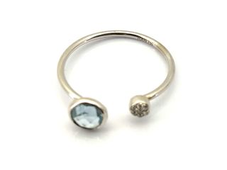 anillo oro 18k con piedra con diamante,aguamarina t. 17 (18,16 mm)