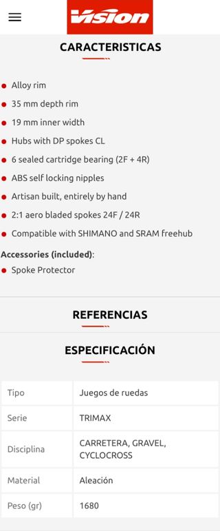 Llantas Vision Trimax 35 TLR  modelo nuevo ligeras