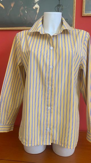 Camicia Marina Rinaldi a righe gialle e blu tg 52