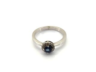 sortija oro 18k con piedra con diamante,zafiro