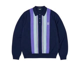 Palace Fred Perry Polo Rayas Azul Púrpura