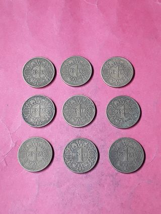 1 PESETA 1944 FRANCO. 9 MONEDAS
