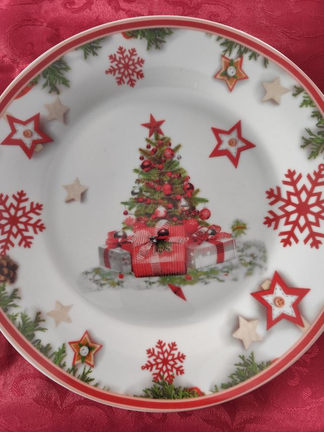 Servizio Piatti Natale Ceramica 18 Pezzi