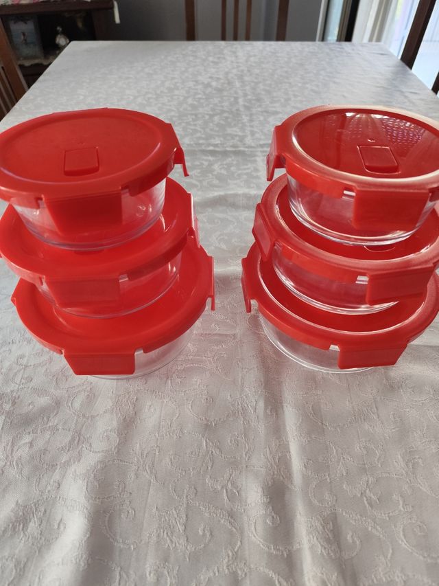 Set 6 Contenitori Vetro Rossi