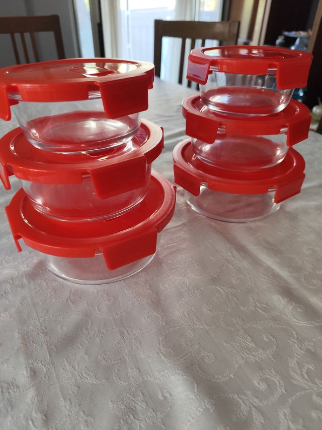 Set 6 Contenitori Vetro Rossi