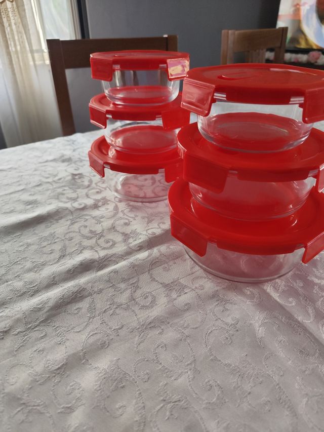 Set 6 Contenitori Vetro Rossi