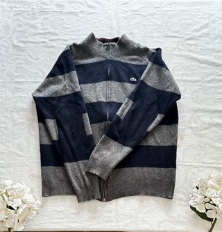 Jersey Lacoste, azul marino y gris talla L