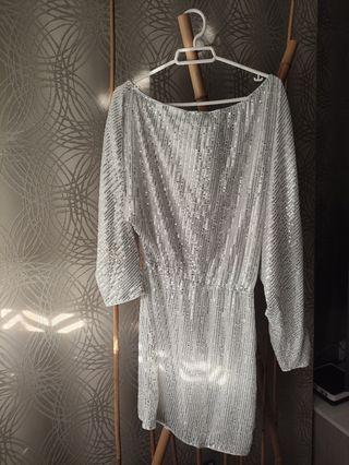 Vestido de fiesta plata L
