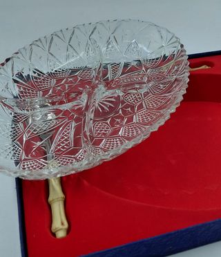 Vassoio antipastiera cristallo con posate