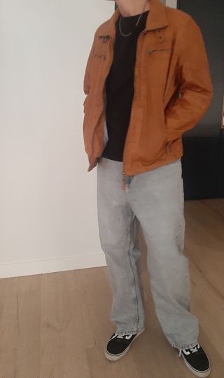 Chaqueta de Piel Vintage Marrón