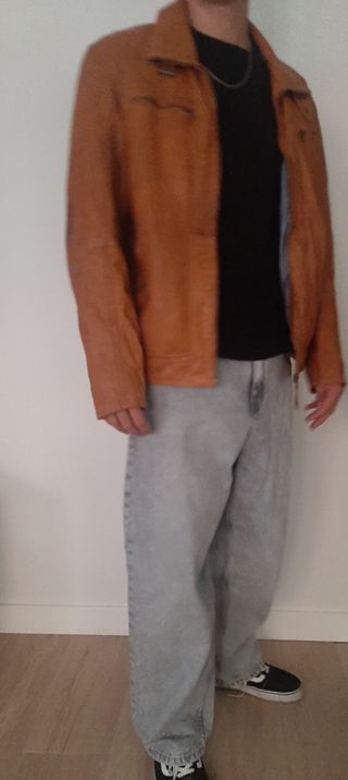Chaqueta de Piel Vintage Marrón