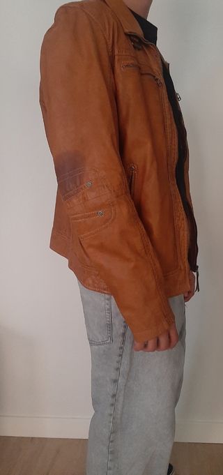Chaqueta de Piel Vintage Marrón