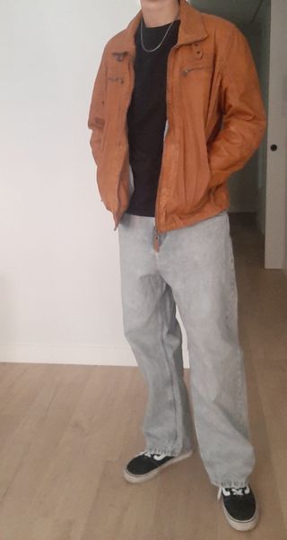 Chaqueta de Piel Vintage Marrón