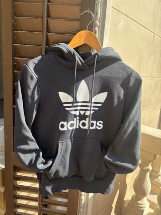 Sudadera Adidas Negra con Logo Blanco