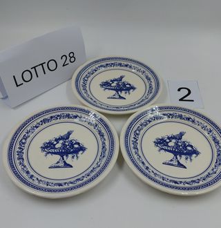 3 piattini in ceramica decorativi con decorazioni