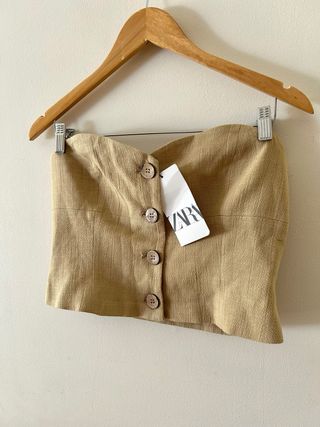 Top palabra de honor Zara beige