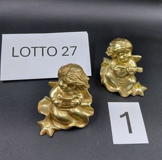 Coppia angioletti dorati in terracotta