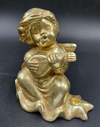 Coppia angioletti dorati in terracotta