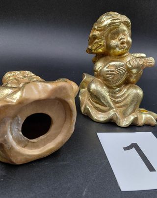 Coppia angioletti dorati in terracotta