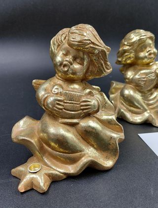 Coppia angioletti dorati in terracotta