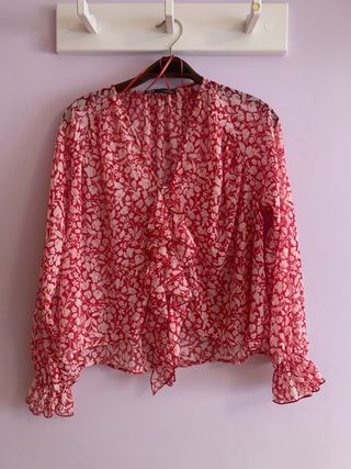 Blusa Zara Coral Estampada