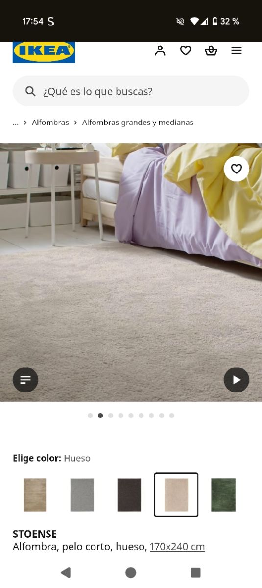 Alfombra IKEA Hueso Pelo Corto 170x240 cm